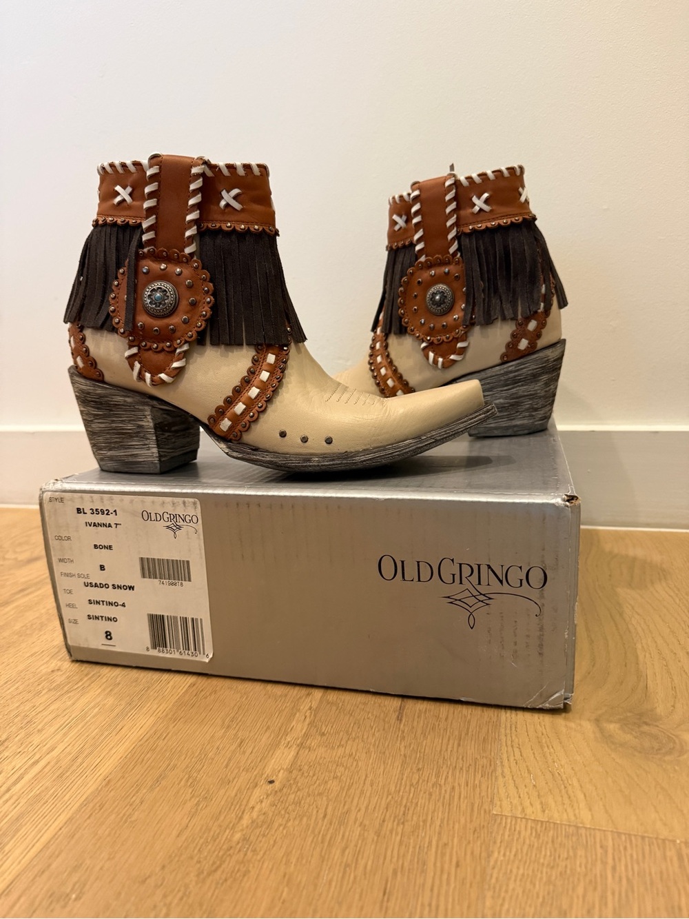 Old Gringo Ivanna short boots booties bone size 8 New - Picture 3 of 8